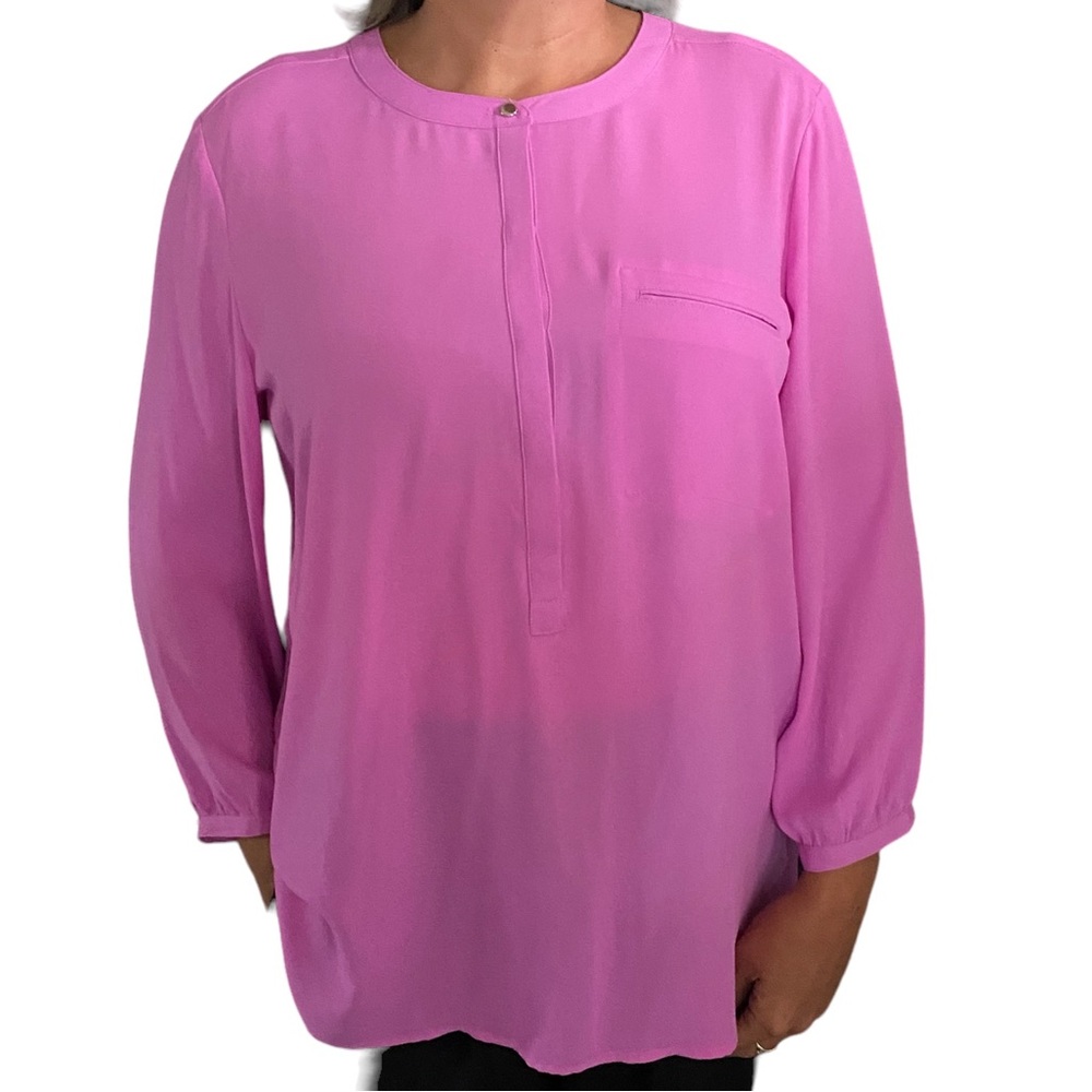 JM Collection Crepe Feel Button-Down Top